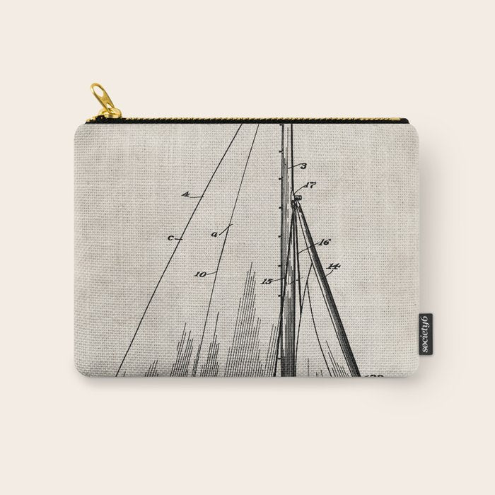 Sailboat Patent - Yacht Art - Antique Carry All Pouch Gallery Image 1
