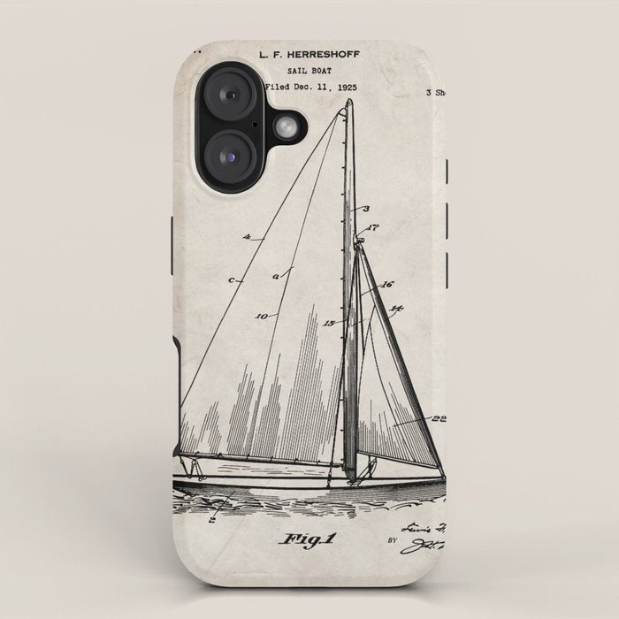 Sailboat Patent - Yacht Art - Antique iPhone Case Gallery Image 1