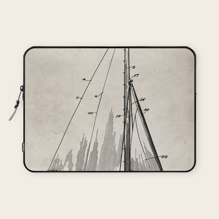 Sailboat Patent - Yacht Art - Antique Laptop Sleeve Gallery Image 1