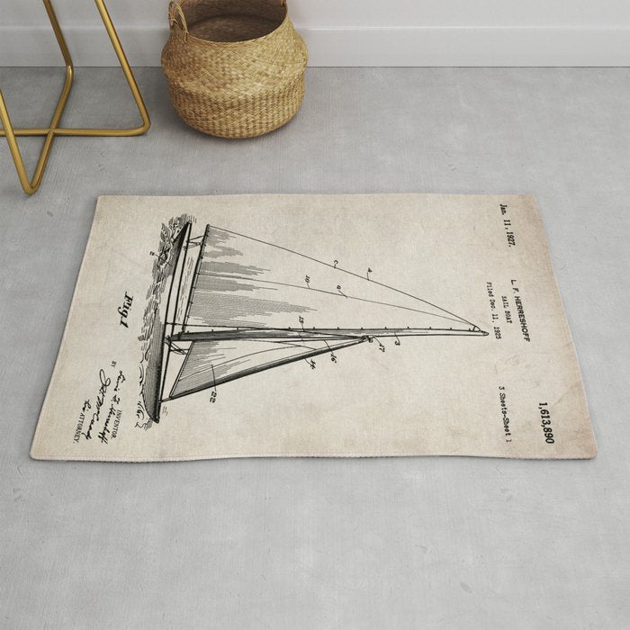 Sailboat Patent - Yacht Art - Antique Rug Gallery Image 1