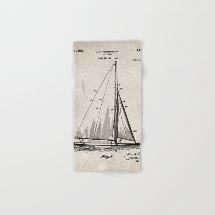 Sailboat Patent - Yacht Art - Antique Towels Gallery Image 1