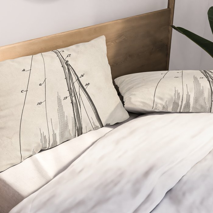 Sailboat Patent - Yacht Art - Antique Pillow Sham Gallery Image 2