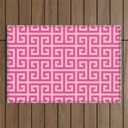 Girly Pink Large Greek Key Pattern Comforters Outdoor Rug Gallery Image 1