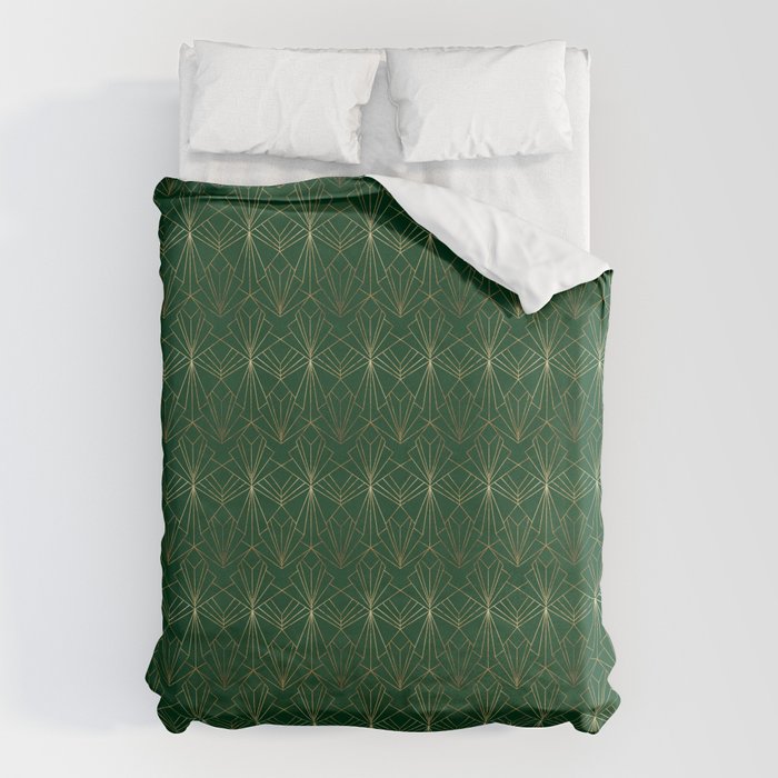 Art Deco in Emerald Green Duvet Cover Gallery Image 1