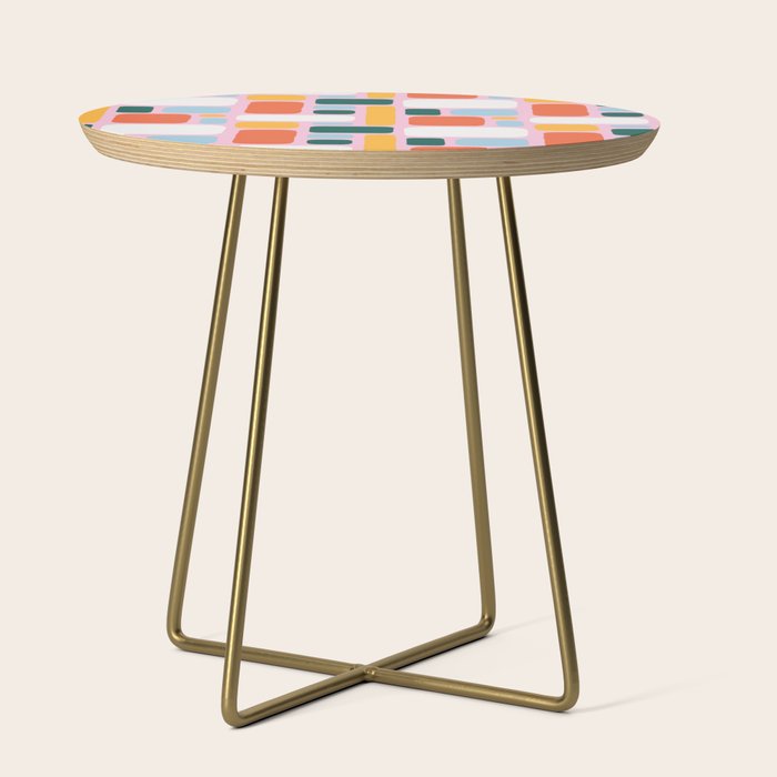 Colorful abstract geometric shape pattern Side Table Gallery Image 1