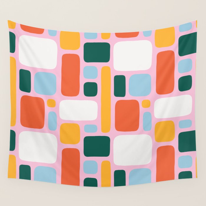 Colorful abstract geometric shape pattern Wall Tapestry Gallery Image 4