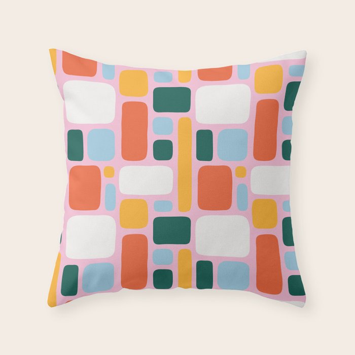 Colorful abstract geometric shape pattern Throw Pillow Gallery Image 6
