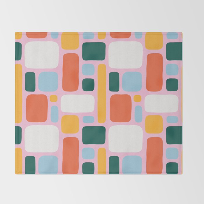 Colorful abstract geometric shape pattern Throw Blanket Gallery Image 2