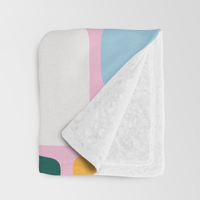 Colorful abstract geometric shape pattern Throw Blanket Gallery Image 3
