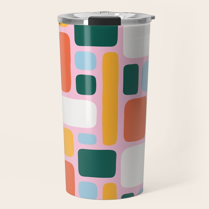 Colorful abstract geometric shape pattern Travel Mug Gallery Image 1