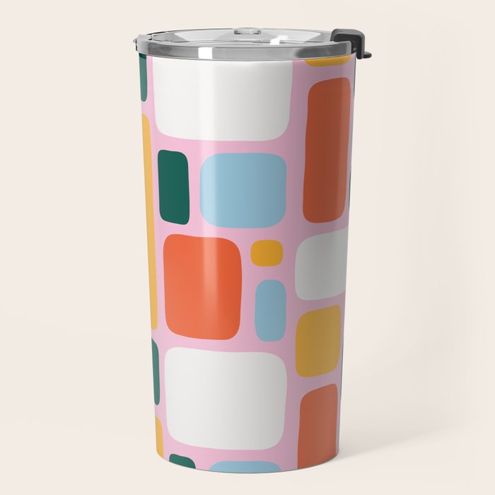 Colorful abstract geometric shape pattern Travel Mug Gallery Image 2