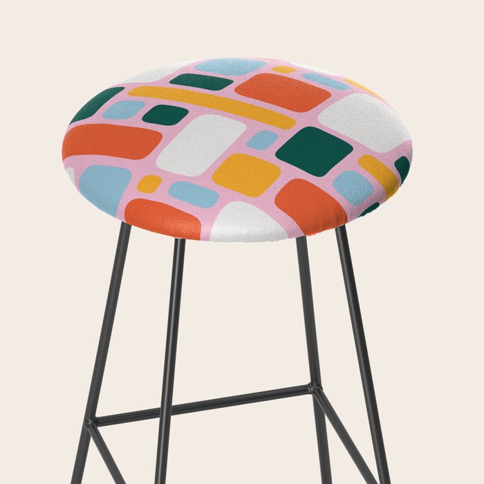 Colorful abstract geometric shape pattern Stool Gallery Image 2