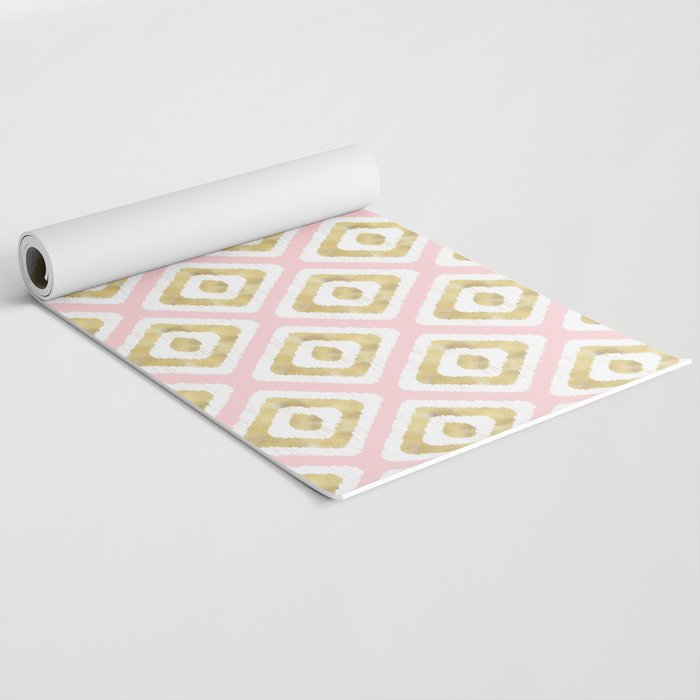 Pink & Gold Ikat Pattern Yoga Mat Gallery Image 2