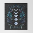 Moonlight Garden - Blue Throw Blanket Gallery Image 2