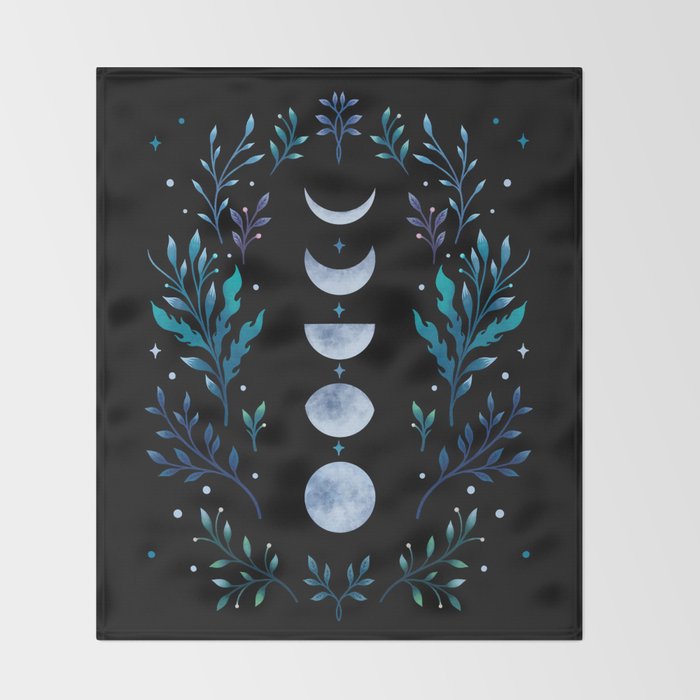 Moonlight Garden - Blue Throw Blanket Gallery Image 2