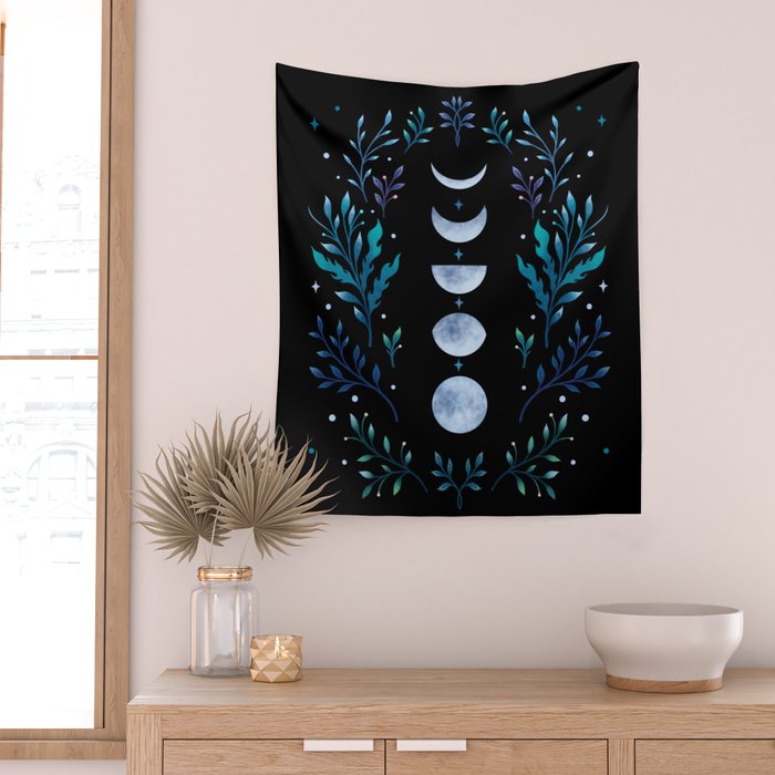 Moonlight Garden - Blue Wall Tapestry Gallery Image 2