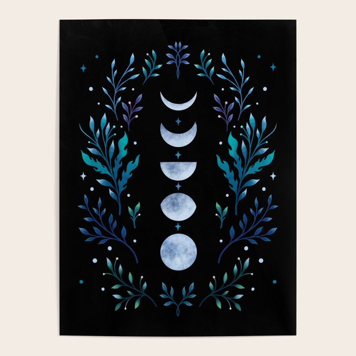 Moonlight Garden - Blue Poster Gallery Image 4