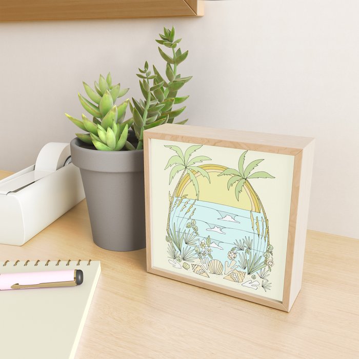 tropical vibes fl sunshine seashells waves // retro surf art by surfy birdy Mini Art Print Gallery Image 2