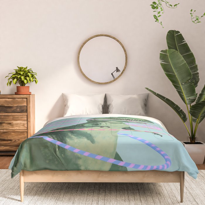 T-Rex the Hula Dancer in Green Comforter Gallery Image 3