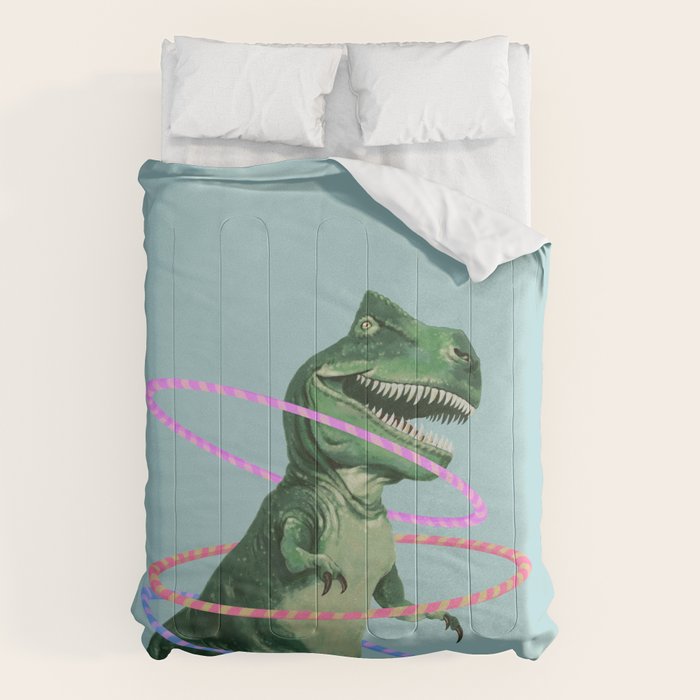 T-Rex the Hula Dancer in Green Comforter Gallery Image 1