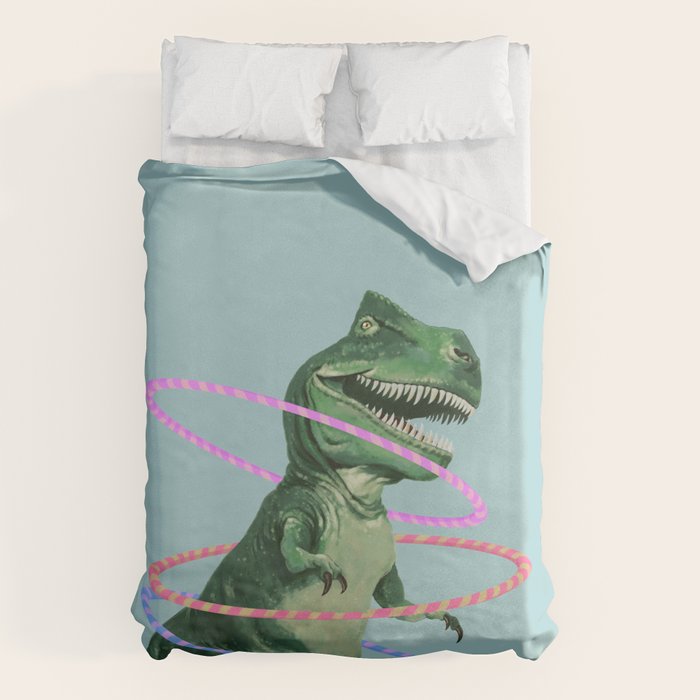 T-Rex the Hula Dancer in Green Duvet Cover Gallery Image 6