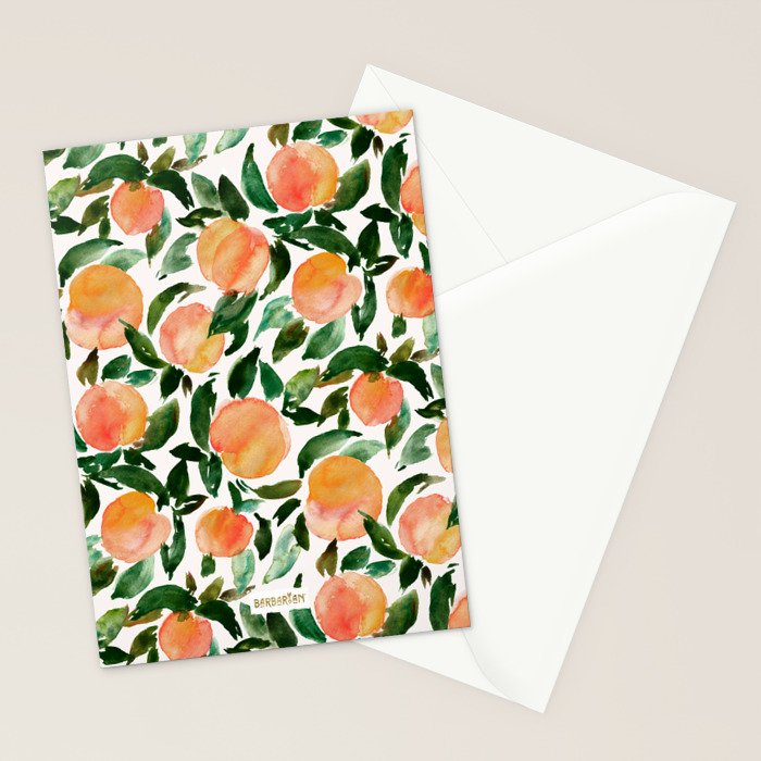 GEORGIA PEACHES Watercolor Peach Print Stationery Card Gallery Image 2