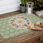 Vintage Astrology Zodiac Wheel Green Outdoor Rug Gallery Image 2