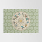 Vintage Astrology Zodiac Wheel Green Rug Gallery Image 2
