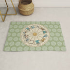 Vintage Astrology Zodiac Wheel Green Rug Gallery Image 1