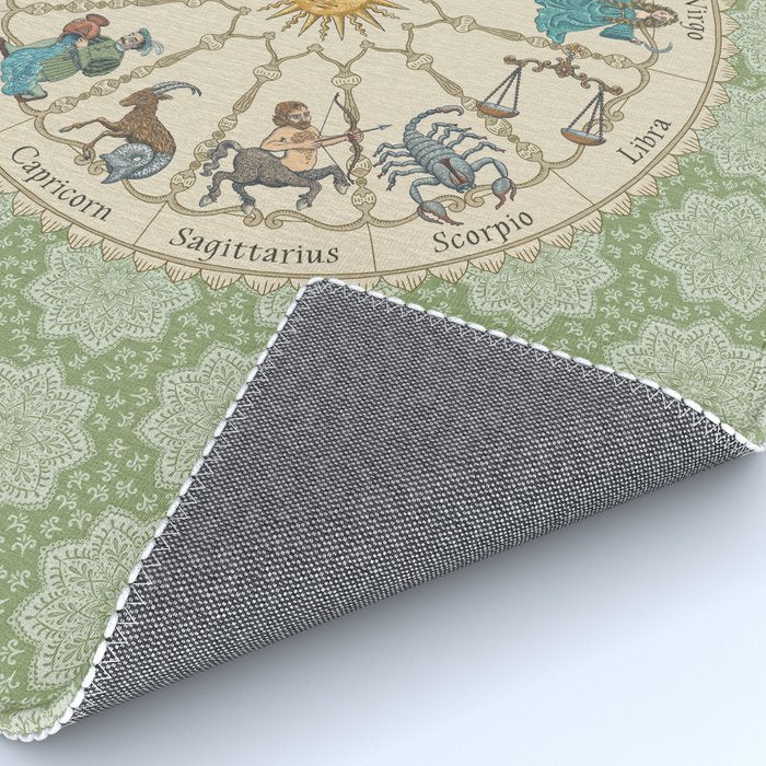 Vintage Astrology Zodiac Wheel Green Rug Gallery Image 4