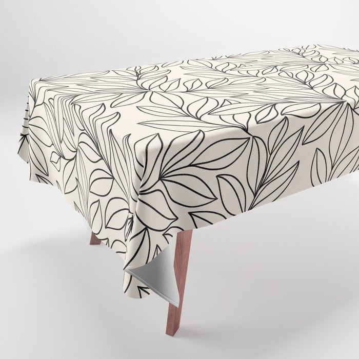 Black and White Leaves  Tablecloth Gallery Image 1