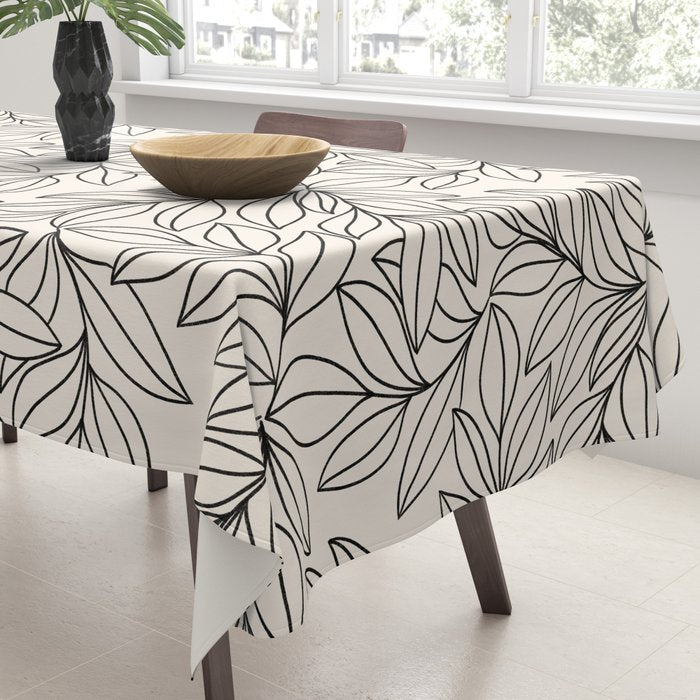 Black and White Leaves  Tablecloth Gallery Image 3