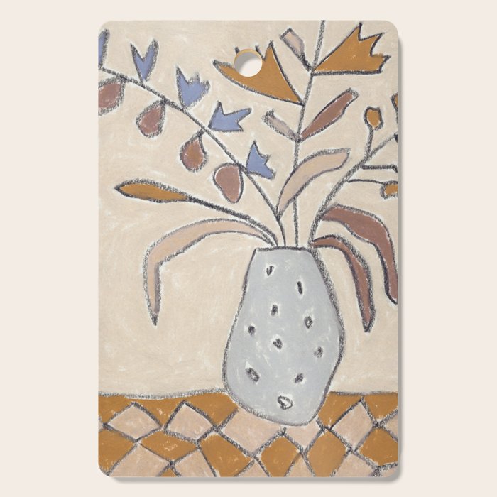 Still Life with a Vase of Autumn Blooms Cutting Board Gallery Image 1