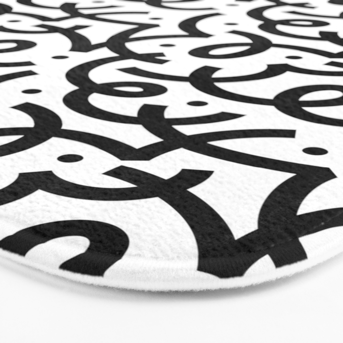 Abstract black and white line doodle pattern Bath Mat Gallery Image 3