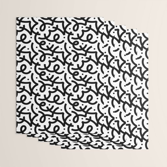 Abstract black and white line doodle pattern Wrapping Paper Gallery Image 3