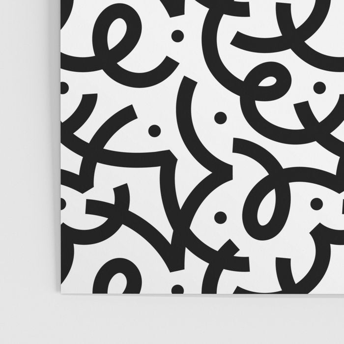 Abstract black and white line doodle pattern Poster Gallery Image 3