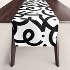 Abstract black and white line doodle pattern Table Runner Gallery Image 1