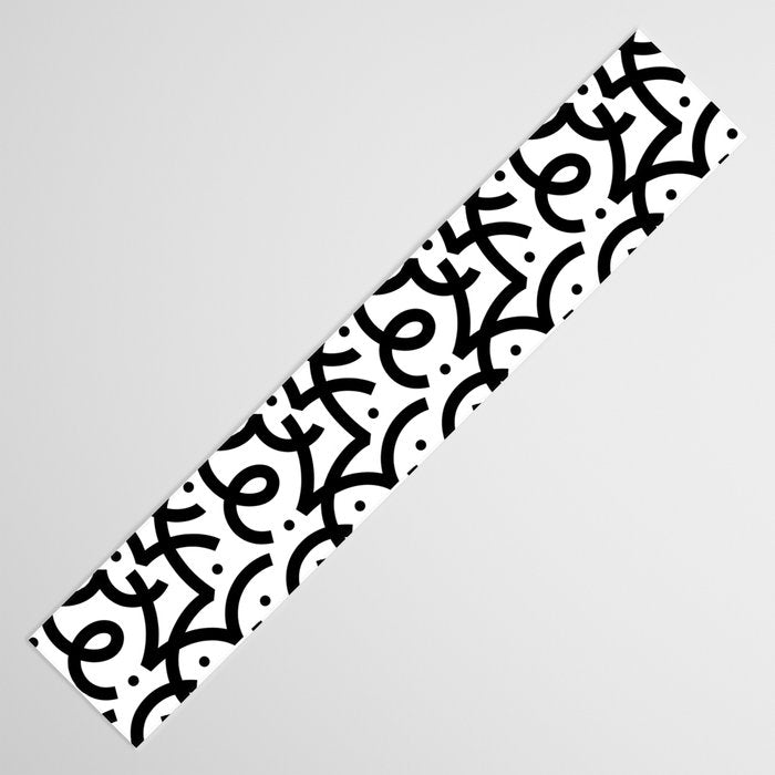 Abstract black and white line doodle pattern Table Runner Gallery Image 3