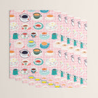 Retro hand drawn coffee tea cup pattern Wrapping Paper Gallery Image 3