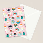 Retro hand drawn coffee tea cup pattern Stationery Card Gallery Image 2