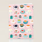 Retro hand drawn coffee tea cup pattern Stationery Card Gallery Image 2