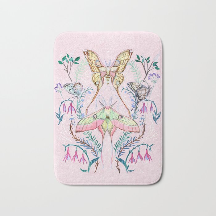 Chinese Moon Moth and Butterflies Bath Mat Gallery Image 1