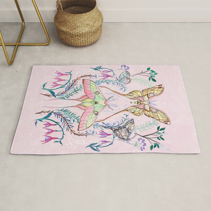 Chinese Moon Moth and Butterflies Rug Gallery Image 1