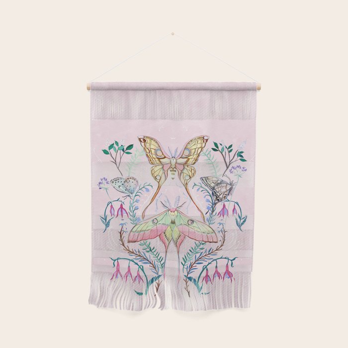 Chinese Moon Moth and Butterflies Wall Hanging Gallery Image 1