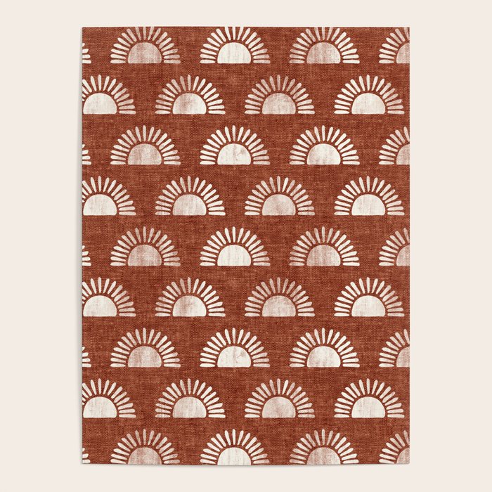 block print suns on rust Poster Gallery Image 4