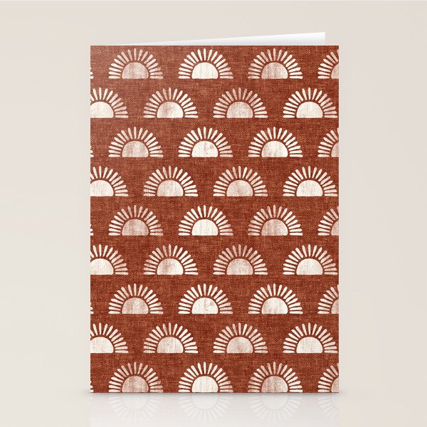 block print suns on rust Stationery Card Gallery Image 1