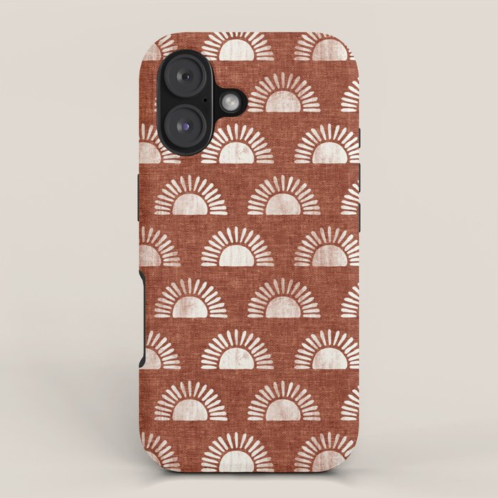 block print suns on rust iPhone Case Gallery Image 1