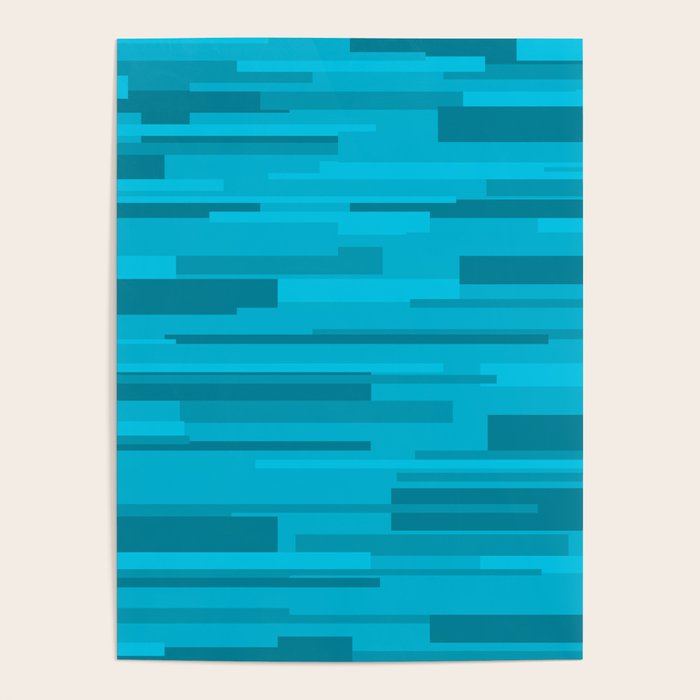 Wright Mid Century Modern Geometric Abstract Pattern in Turquoise Blue Poster Gallery Image 4