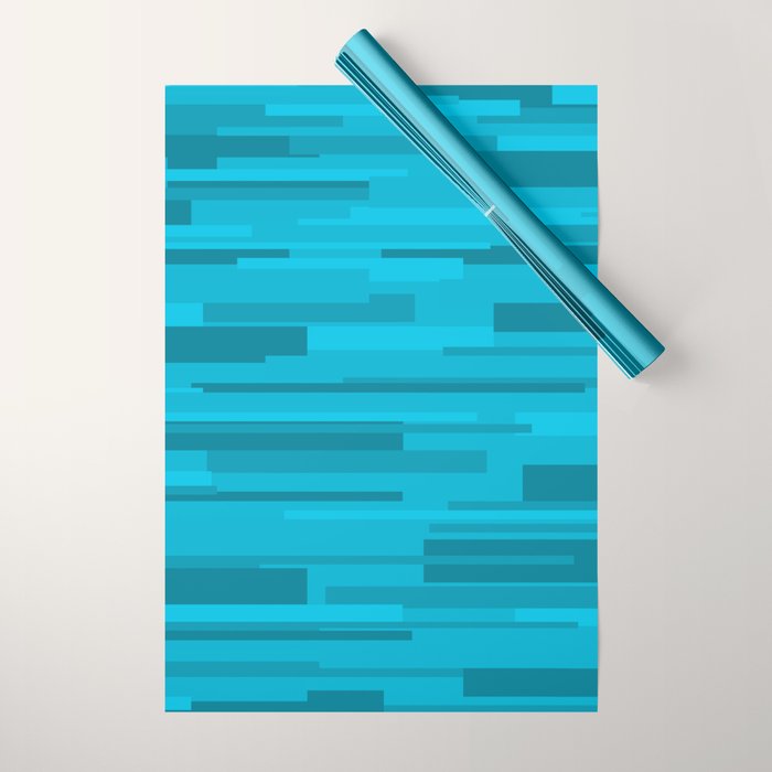 Wright Mid Century Modern Geometric Abstract Pattern in Turquoise Blue Wrapping Paper Gallery Image 1