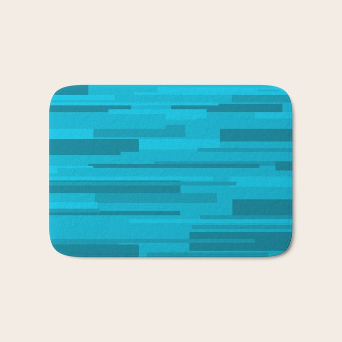 Wright Mid Century Modern Geometric Abstract Pattern in Turquoise Blue Bath Mat Gallery Image 1